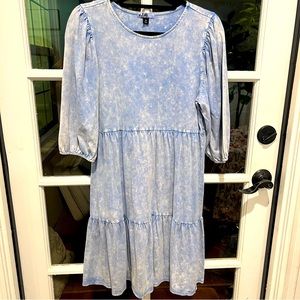 Blue & White Empire Waist Dress